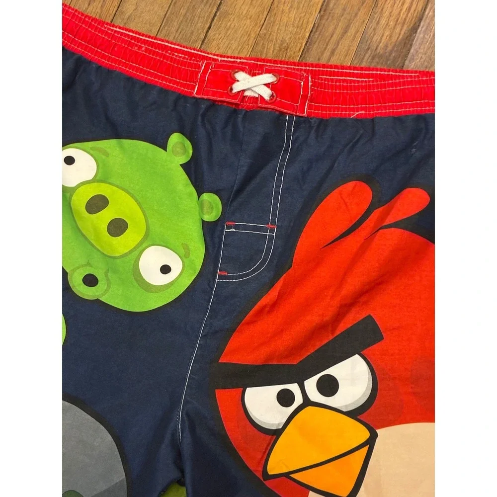 🎉Angry Birds Kids Swim Trunks  Blue Red Board Shorts  Size M
